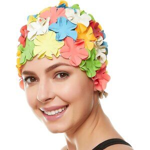 Beemo Floral Petal Ladies Bathing Swim Cap Women Long/Short Hair - Multi Color